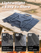 Slot Grill - Collapsible Bbq Grill For Easy Storage Steel, Stainless Steel Portable Slot Grill Collapsible Bbq Grill For Travel, Party, Large Cooking Surface, Adjustable Tool-Free Assembly