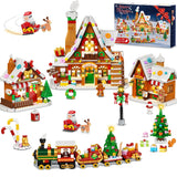 PLAXSOON Christmas Gingerbread House Village Mini Building Set with Lights, 1955 PCS Holiday Village Building Block Toy with Xmas Tree Train Santa for Home Decor, Gift for Adults Kids Girls Boys 14+