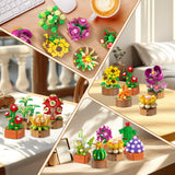 15 Pack Flowers Plants 3.6MM Mini Building Sets - 1314PCS Flower Succulents Botanical Collection for Home Office Décor Block Toy, Party Favors for Christmas Mother's Day Birthday Adults Kids Girls 10+