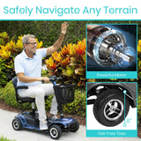 Vive 4 Wheel Mobility Scooter - Electric Powered Wheelchair Device - Compact Heavy Duty Mobile for Travel, Adults, Elderly - Long Range Power Extended Battery with Charger & Basket (FSA/HSA Eligible)