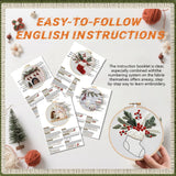 WKALXJ 4 Sets Christmas Embroidery Kits for Adults, Embroidery Kit for Beginners, Cross Stitch Kits for Beginners with Pattern, Needles, Threads, Tools (Holly+Fireplace+Stocking+Nativity Manger)