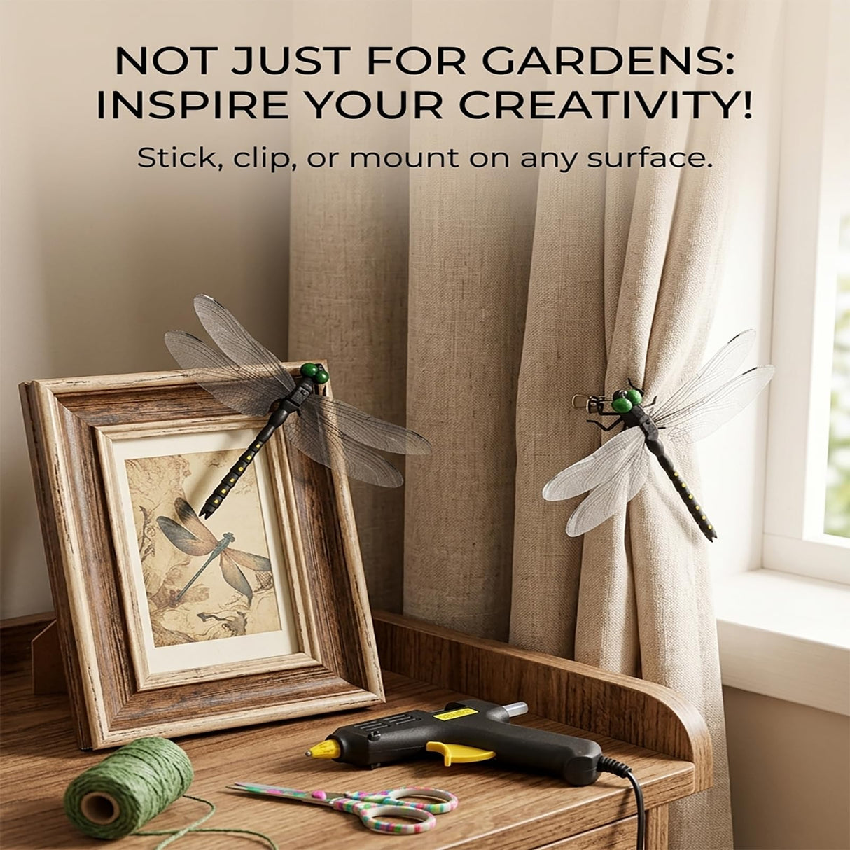 IANMINJ 20 Pcs Black Dragonfly Decorative Stakes, Dragonfly Clip,Fake Dragonflies, Humming Bird Stakes Fake, Plastics Dragonfly for Hat Indoor Outdoor Yard Balcony Plant Flower Pot Decor