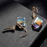 EVEVIC Austrian Crystal Cube Drop Leverback Earrings for Women