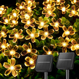 Brightown 2 Pack Total 52FT 120 LED Solar String Lights Flower Outdoor Waterproof Fairy Lights for Garden Yard Fence Patio Christmas Tree Wedding Party Decor, Warm White