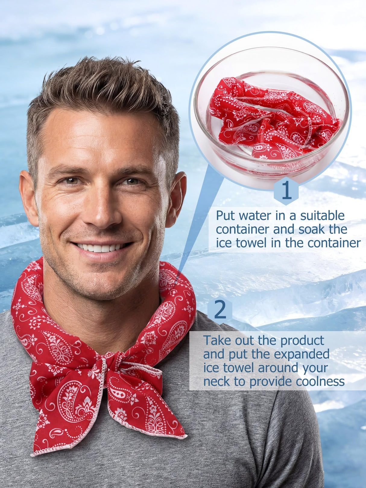 Coume 6 Pack Cooling Neck Wraps Neck Cooler Ice Bandanas Scarf for Hot Weather Summer Ultra Running Walking Riding Women Men(Classic Color)