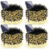 4 Pack 180FT Solar String Lights for Outside, Super Bright 320 LED Solar Christmas Light Outdoor Waterproof with 8 Modes, Green Wire Solar Twinkle Fairy Lights for Xmas Tree Party Yard (Warm White)