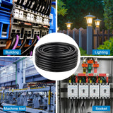 THHN Wire 3 Gauge 25 FT Stranded Copper Wire, 3 AWG Copper Wire Rated up to 600V Building Wire Nylon Jacket for Residential, CNC, Ground, Industrial (3 Gauge, Black)