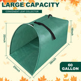 60 Gallon Large Leaf Collector, Dustpan-Style Lawn and Leaf Bags, Collapsible Yard Waste Bags Easy Storage & Transport, Reusable Leaf Pick Up Garden Bag for Leaves Grass Debris Lawn Trash