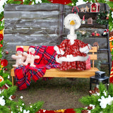 Soulchen 1 Set Christmas Snowflakes Porch Goose Outfit 23 Inch Cement Red and White Goose Dress and Hat Clothes Costume Set for Xmas Winter Holiday Garden Yard Home Decor