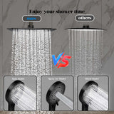 Shower Head, 8 inch Multifunction High Pressure Rain Shower Head with Handheld Spray Combo with 11'' Angle Adjustable Extension Arm/Flow Regulator/Shower System Matte Black