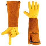 Gardening Gloves for Men&Women, [2026 Updated] Professional Rose Pruning Gloves Thorn Proof, Adjustable Cuff, Breathable Leather Cowhide Long Garden Gloves,Garden Gifts & Tools for Gardener,Yard Work