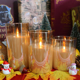 200 Hours Glass Rechargeable Flickering Flameless Candles with Remote3