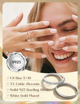 MILACOLATO 2Pcs S925 Sterling Silver Rings for Women Non Tarnish S7