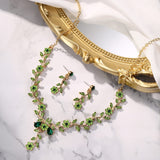 BriLove Wedding Jewelry Set for Women Bride,Prom Accessories Emerald Color