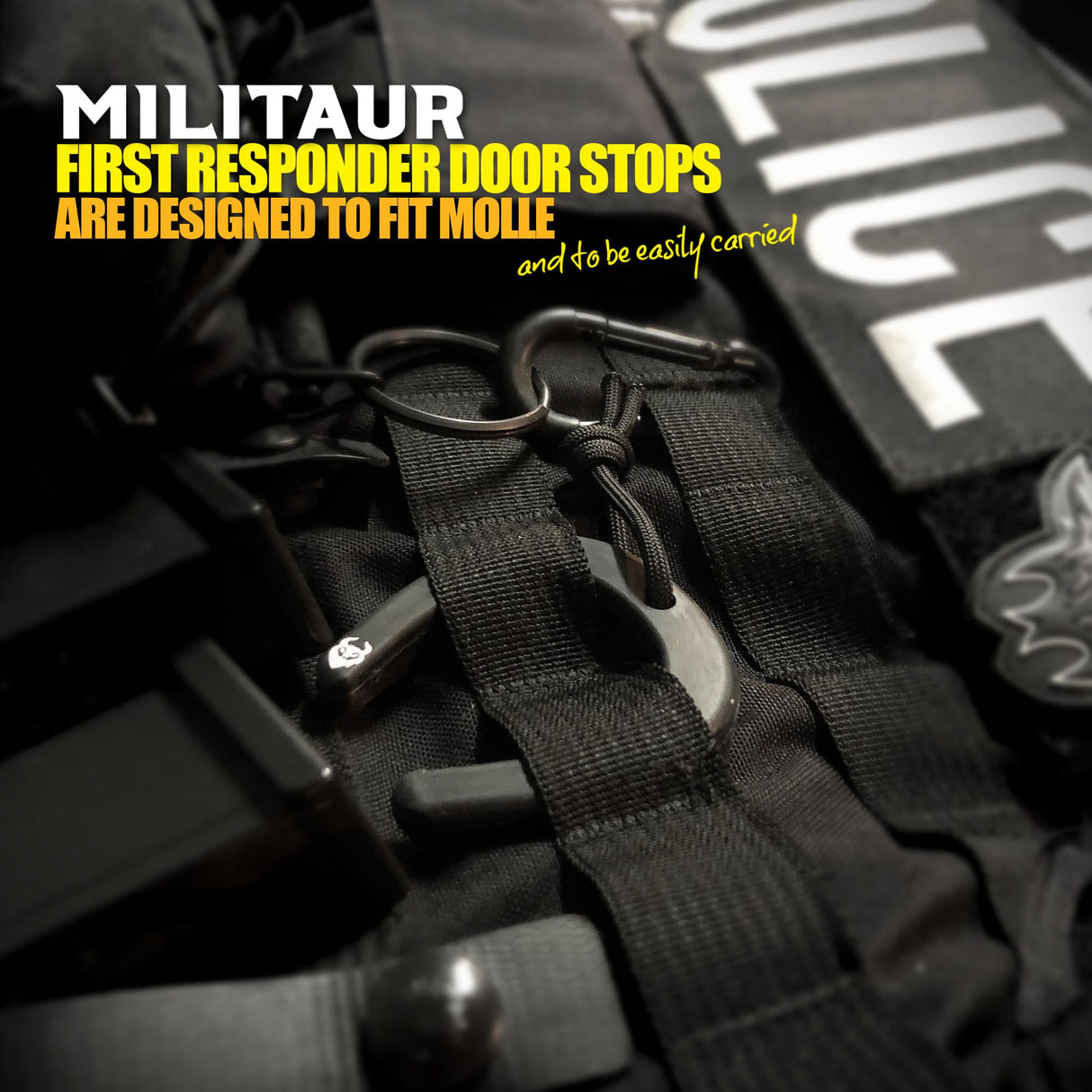 Militaur First Responder Door Stop Black (3 Pack) – Molle Compatible, Tactical Door Jam for Police, EMS, Firefighters