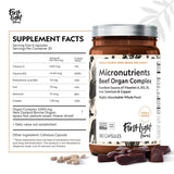 First Light Farms Freeze-Dried Wagyu Beef Organ Supplement Grass-Fed | 180 Capsules | Whole Food Nutrition with Liver, Heart, Kidney & Spleen | Beef Organ Complex, Certified Humane