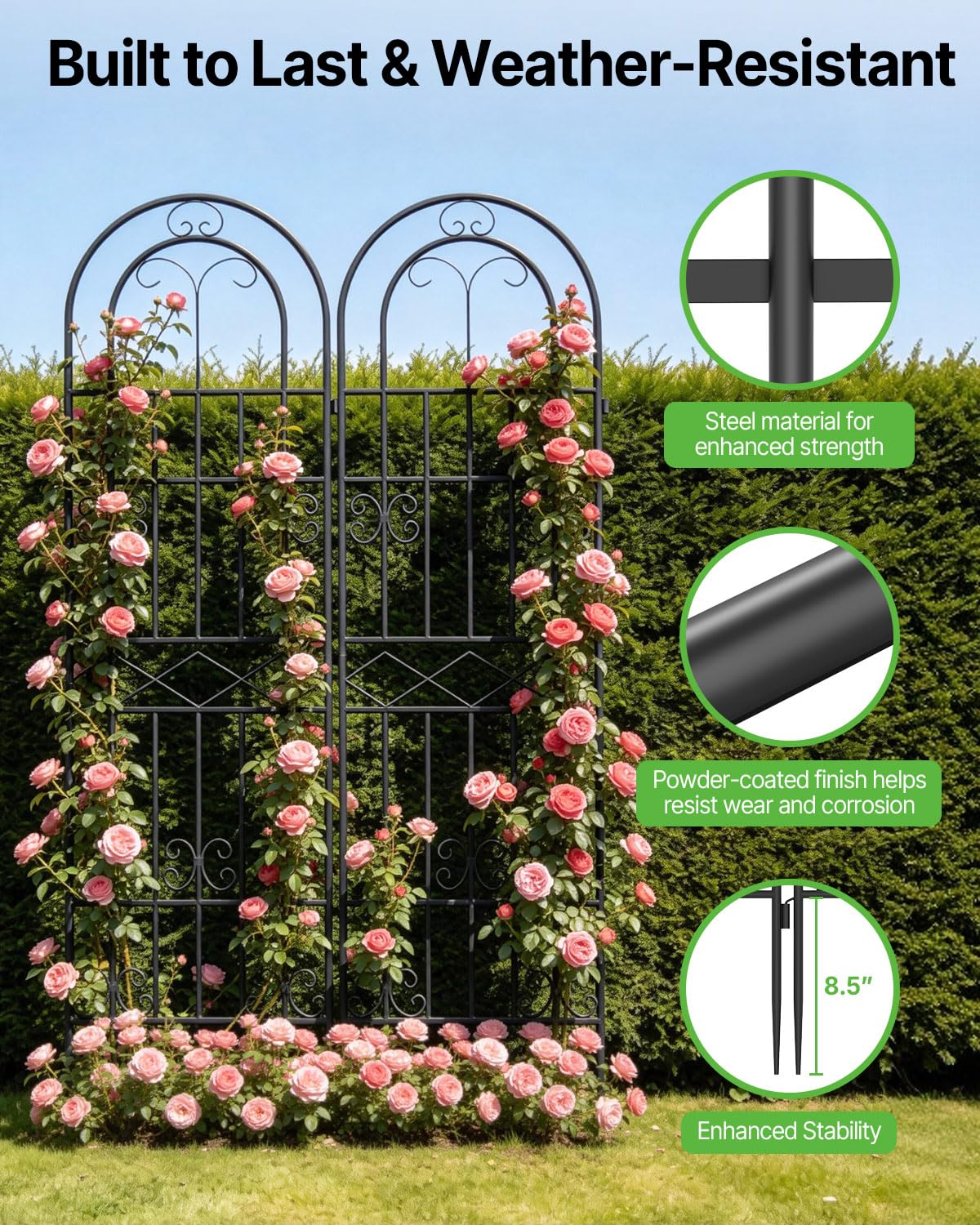 Suteck Garden Trellis for Climbing Plants Outdoor, 71” H x 20” W, 2 Pack