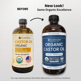 Florisan Organic Castor Oil, EWG Verified & USDA Organic Certified, 16oz, Cold-Pressed, Hexane-Free, Non-GMO, For Hair, Skin, Lashes, Brows, 100% Pure Castor Oil