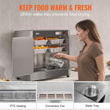 VEVOR Hot Box Food Warmer, 4-Tier Concession Warmer with Water Tray, 4 Pans, Double-Door and Adjustable Shelves, Stainless Steel Food Warmer Cabinet, Ideal for Storing Pizza, Chicken, Restaurant