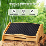 HUANUO Bamboo Foot Rest for Under Desk at Work, Ergonomic Foot Rest with 4 Height Settings, Pebble Massage Surface, Non-Slip Under Desk Footrest for Better Posture, Foot Rest for Home & Office, HNFR11