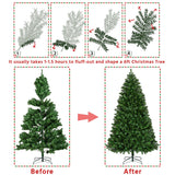 Yaheetech 6Ft Pre-lit Spruce Artificial Hinged Christmas Pine Tree Prelighted Holiday Xmas Tree for Home Party Decoration with 300 Warm White Lights and 818 Branch Tips, Green