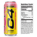 C4 Performance Energy Drink with Zero Sugar, Strawberry Blast, 12pk