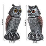 Hedoc 2 Pack Fake Owl Decoys to Scare Birds Away, Rotating Head Bird Deterrents, Nature Enemy Scarecrow Plastic Statues, Pest Repellent for Gardens and Patios