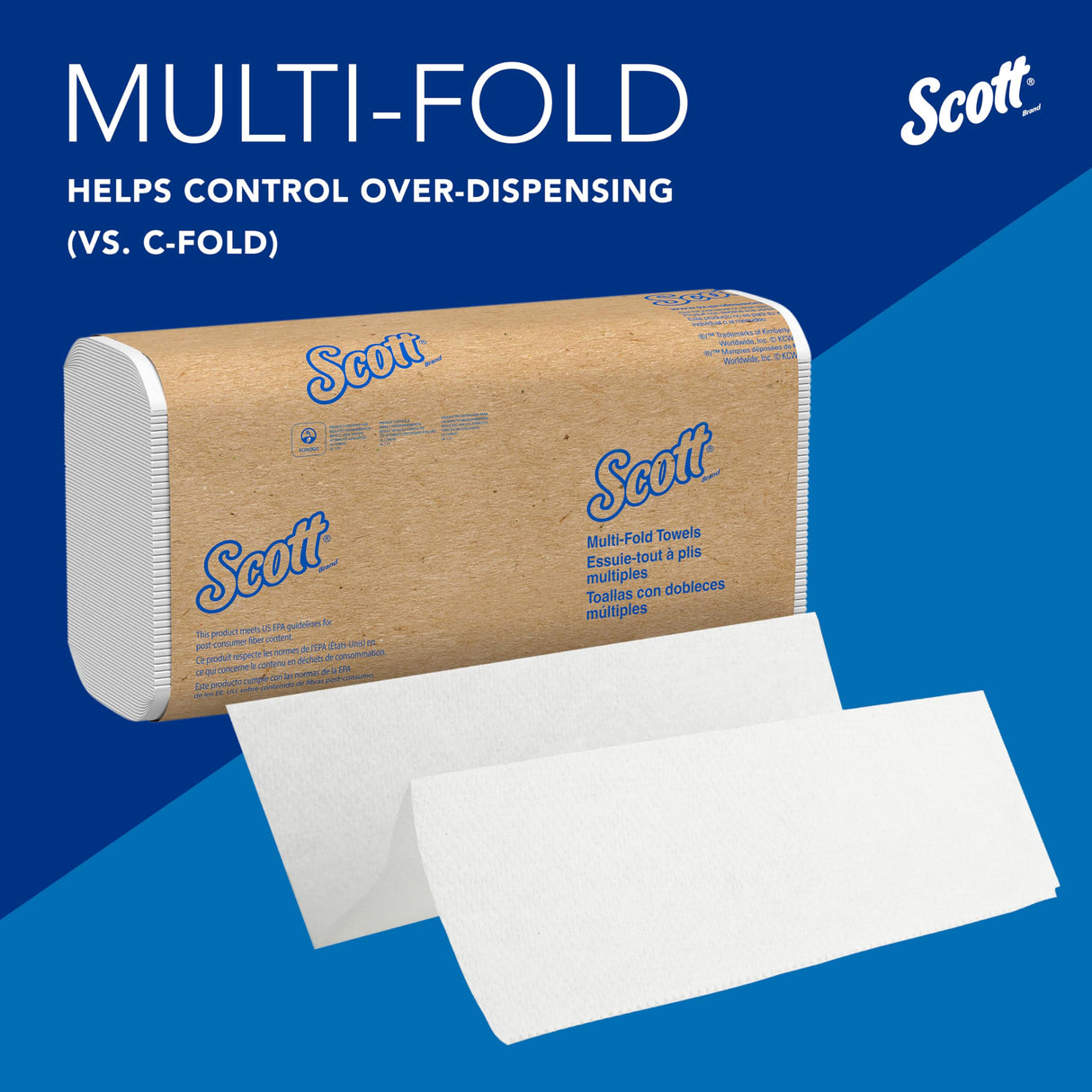 Scott Professional Universal Multifold Paper Towels, Bulk (01840), Absorbency Pockets, White, 9.2'x9.4' Towel, Compressed, Compact (250 Sheets/Pack, 16 Packs/Case, 4,000 Sheet Total)