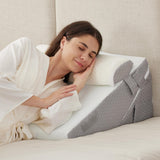 Ruqmuis 3PCS Wedge Pillow Set for After Surgery, Wedge Pillow Headboard, Adjustable 9&12 Inch Sleeping Wedge, Acid Reflux, Orthopedic Pillow Wedge for Back Pain Relief, Gerd, White/Grey