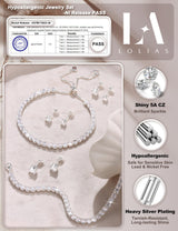 LOLIAS Silver Jewelry Set for Women Tennis Necklace Bracelet Hypoallergenic