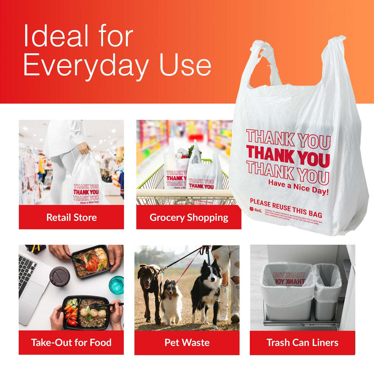 Reli. Thank You Plastic Bags (350 Count)
