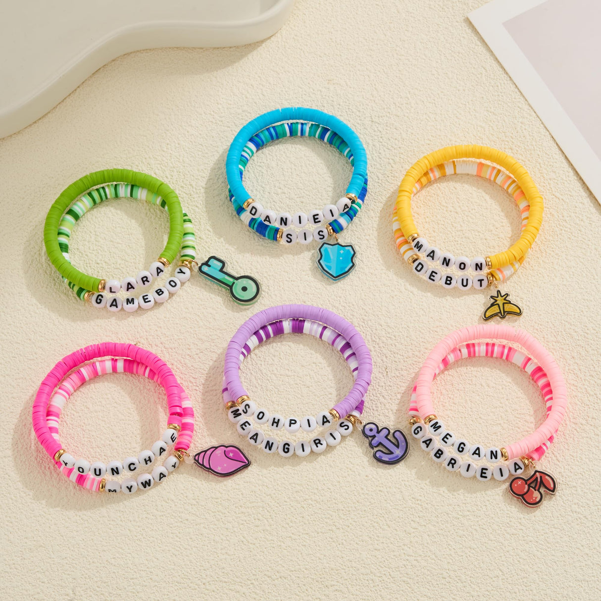 Axepet KATSEYE Merch Bracelets Concert Album Inspired Friendship Bracelets Soothing Shell,Limitless Key,Guardian Shield,Dual Cherry,Stellar Tiara,Dream Anchor for Fans