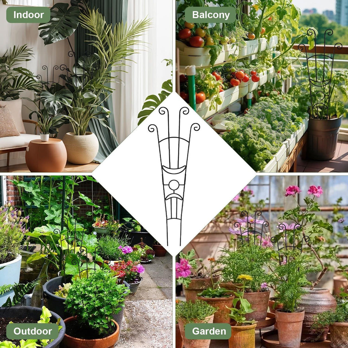 32.6in Trellis for Climbing Plants Outdoor/Indoor, 2 Pack Expandable Rustproof Metal Garden Plant Trellis for Potted Plants, Tall Heavy-Duty Houseplant Support for Monstera, Pothos, Ivy, Hoya