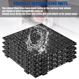 12” x 12” Drainage Interlocking Floor Tiles, 12 Pack Non-Slip Pool Deck Drain Mats for Flooring, Soft PVC Splicing Modular Cushion Mats, Rubber Floor Tiles with Holes for Shower Basement Garage Shed