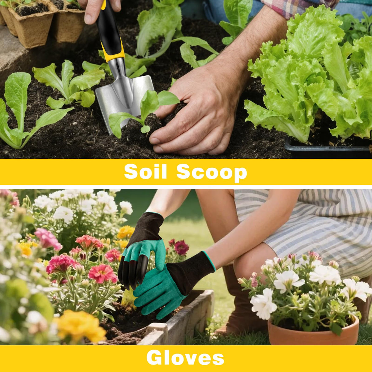 Garden Tools, Gardening Tools, Gardening Hand Tools 7-piece, Yellow