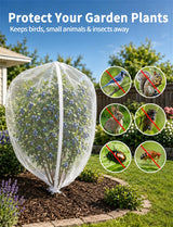 Garden Bird Netting for Insects, 2 Pack 5x3.28ft, Fruit Tree Netting with Zipper & Drawstring, Ultra Dense Mesh Plant Covers for Blueberry Tomato Cherry Peach Apple Trees Pest Barrier (5x3.28FT)