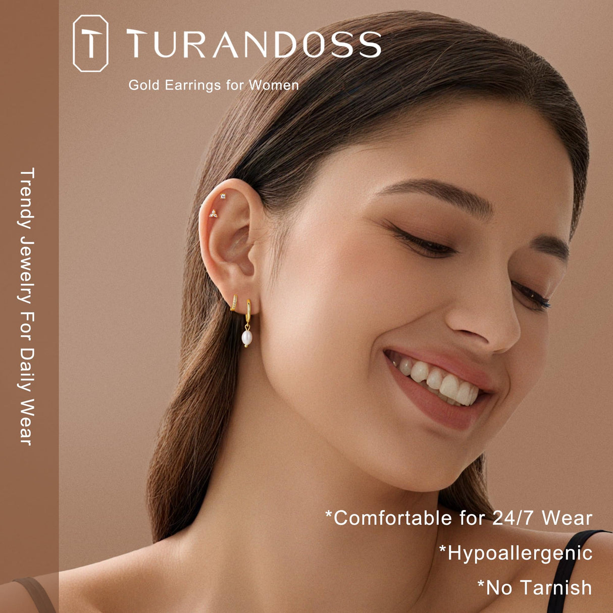 Turandoss 13 Pairs Gold Hoop Stud Earrings for Women