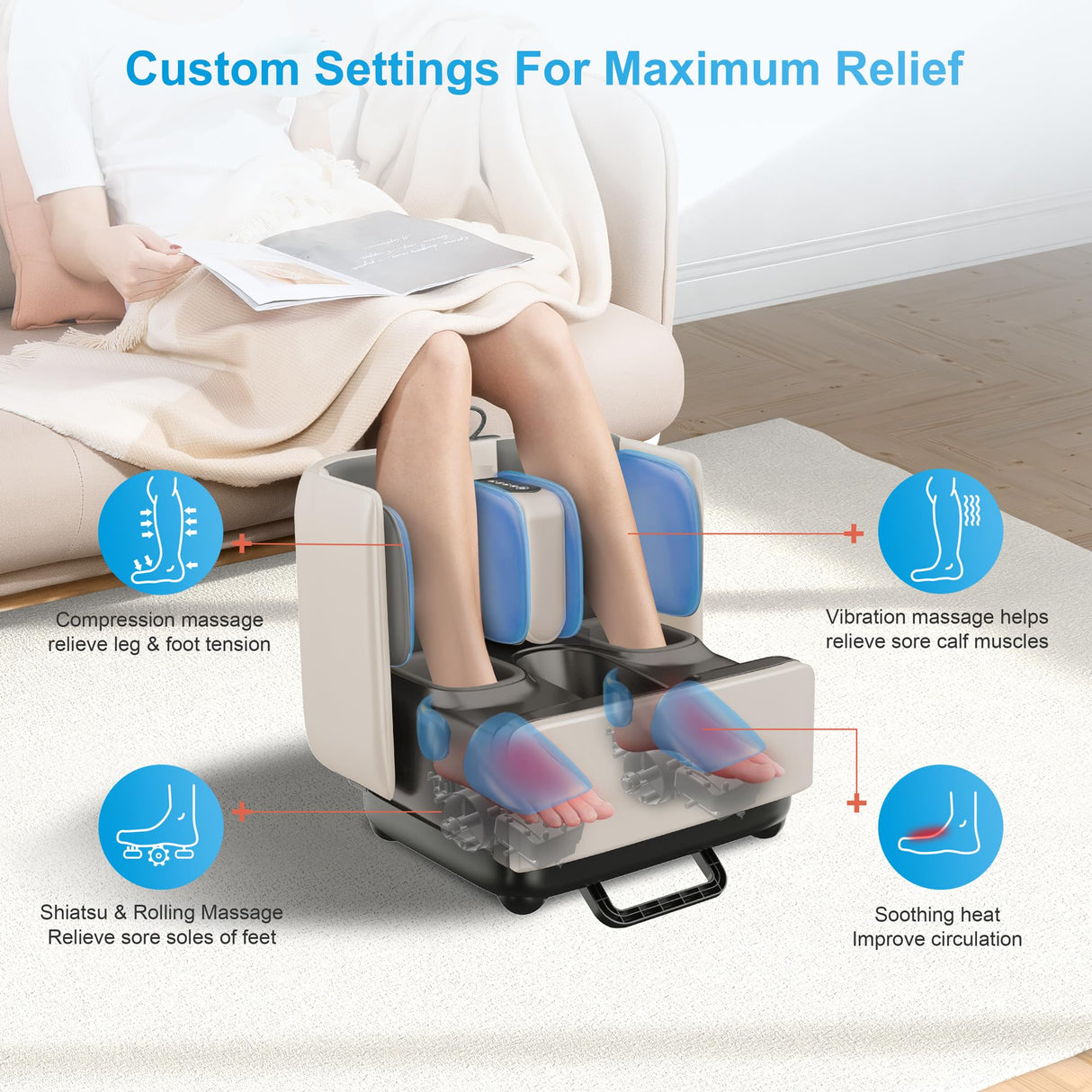 COMFIER 2-in-1 Shiatsu Foot Massager&Foot Rest,FSA HSA Eligible Foot and Calf Massager with APP Control,Heated Feet Massager for Foot Pain Relief,Gifts for Men Women