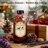 KEYWING 18 Pack 8oz Amber Glass Boston Round Bottles with Airtight Poly Cone Caps, Perfect Bottles for Homemade Vanilla Extract, Syrups, Essential Oils, Holiday & Christmas Gift