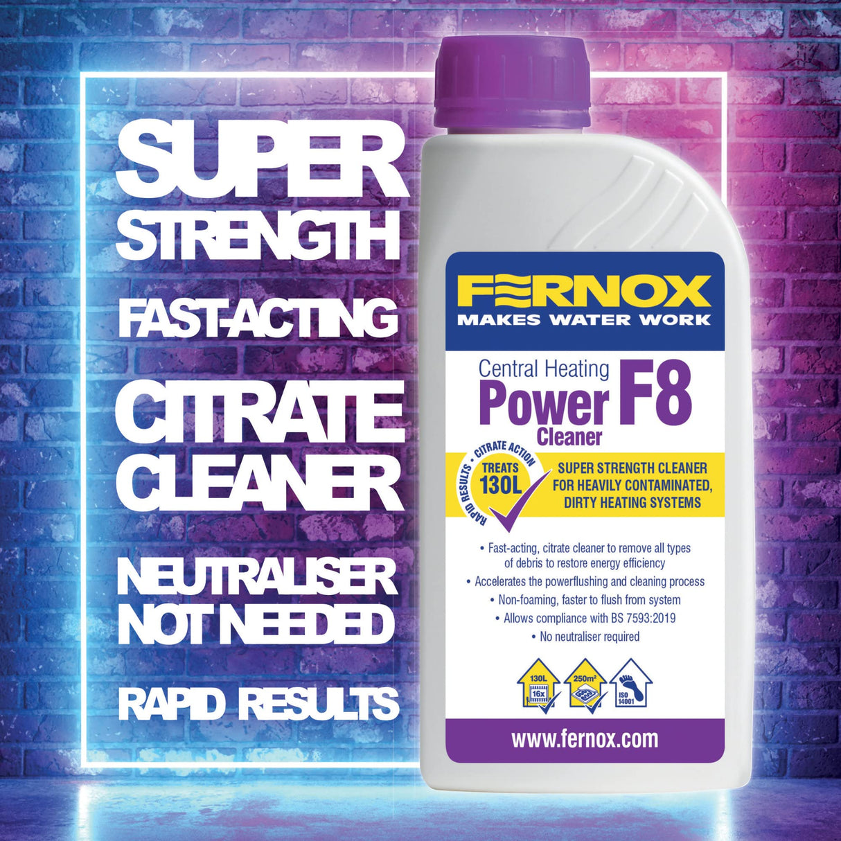 Kudos-Trading - Fernox F8 Super Strength Cleaner Boiler Central Heating System Sludge Remover Radiator Protector Inhibitor 500ml Boiler Protection Cleaner