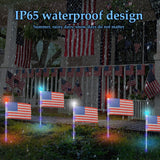 X-GiftKey 4th of July Decorations Outdoor American Flag Lights, 6-Pack Red White and Blue Solar Stars Lights with 6 USA Flags & 30LED,Bright Patriotic Pathway Lights for Memorial Day Yard Lawn Decor