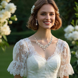 BriLove Women's Wedding Statement Necklace Dangle Earring Jewelry Clear