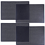 OrangeStar Anti-Fatigue 4-Pack Rubber Floor Mat, 24”x36” Restaurant Kitchen Commercial Drainage Mats, Non-Slip Door Mat w/Holes for Indoor Outdoor Bar Pool, Black