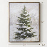 Christmas Decorations-18“ x 24" Lighted Framed Snowy Tree Canvas Wall Decor
