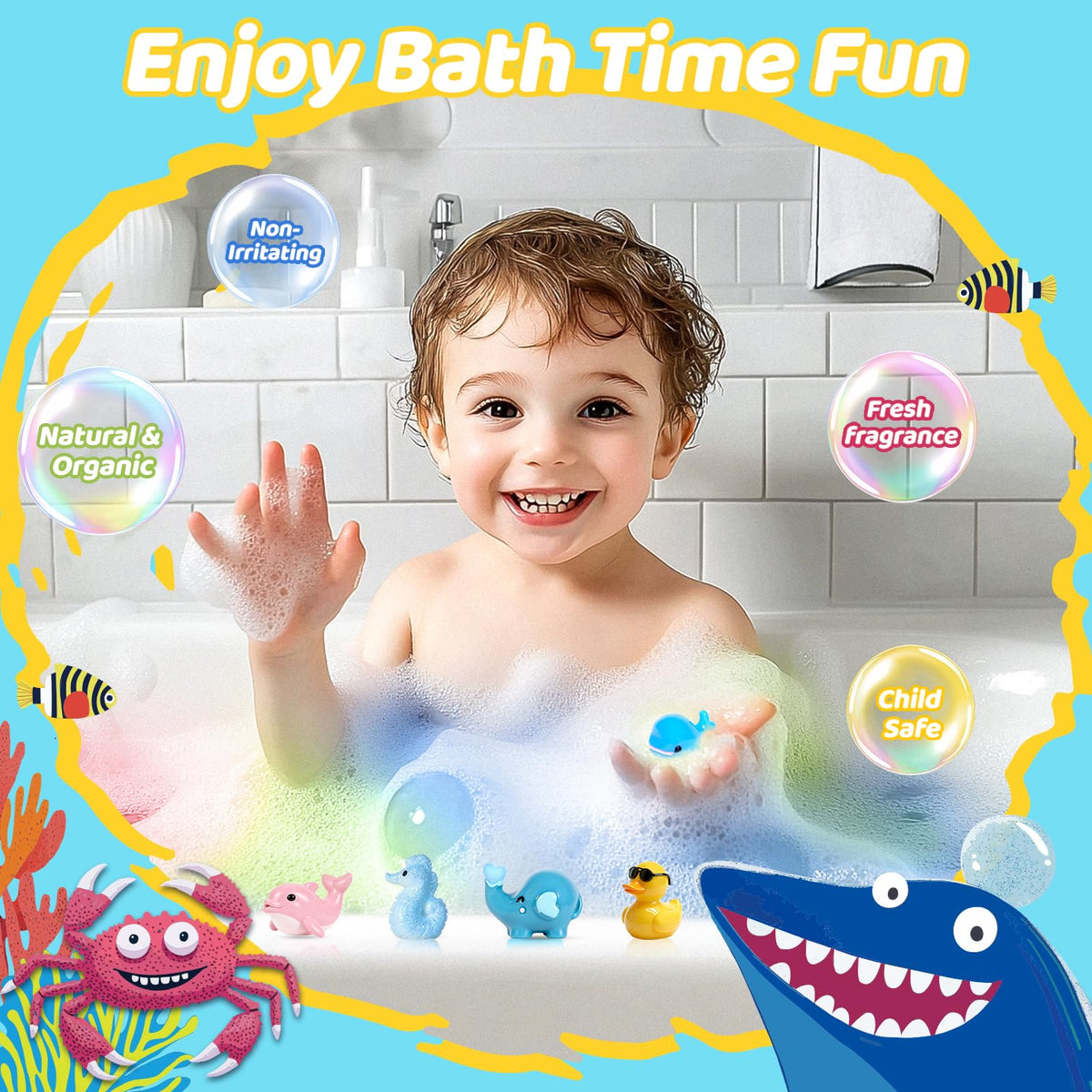30 Pack Bath Bombs for Kids with Toys Inside, Kid Bath Bombs Gift Set with 30 Sea & Land & Sky Animal Surprise Toys, Stocking Stuffers for Kids Boys Girls, Christmas Gift, Natural Bubble Bath Fizzy