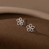 SLUYNZ Solid 925 Sterling Silver Flower Stud Earrings for Women Teen Girls Hollow Flower Stud Earrings Spring (A-Sterling Silver)