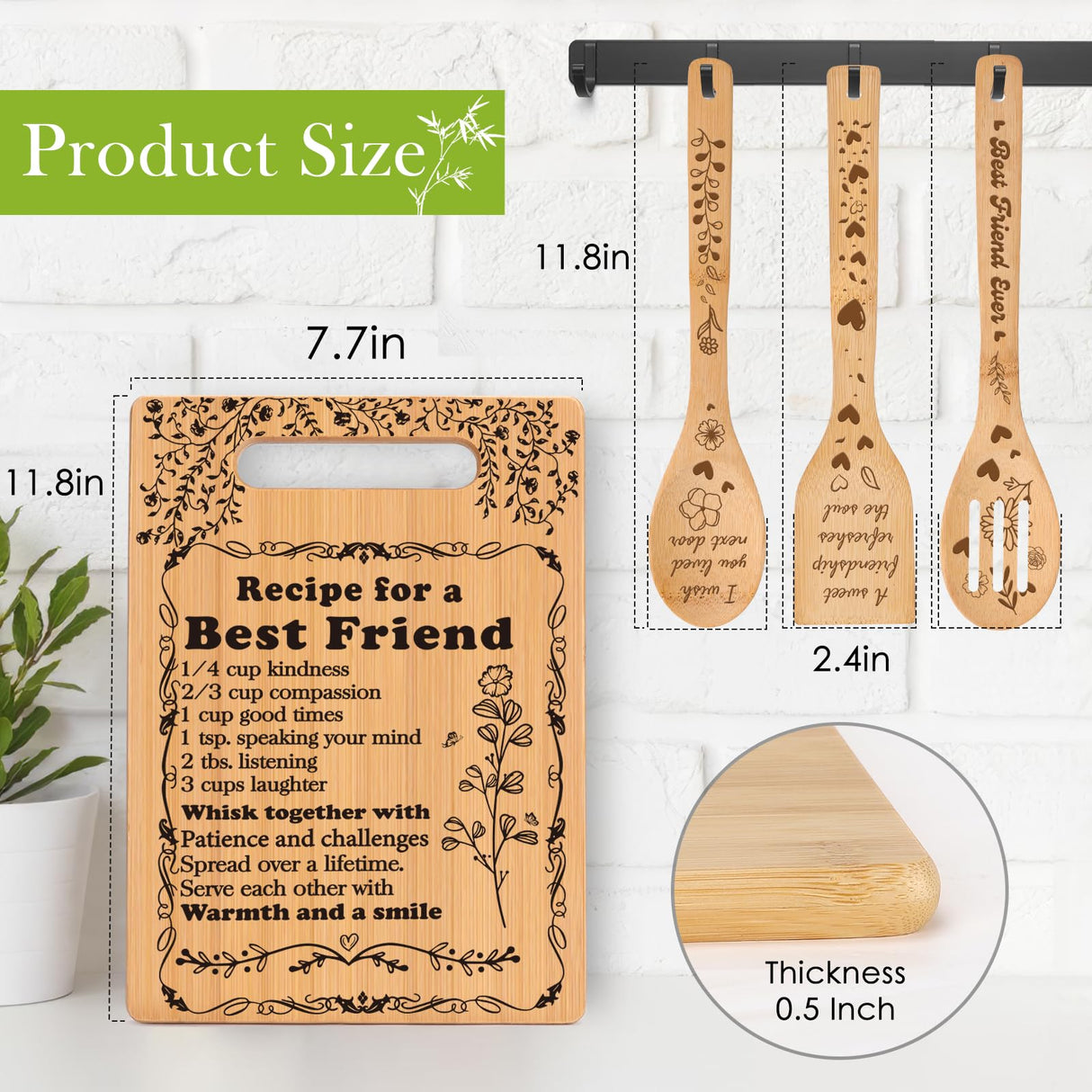 Friend Birthday Gifts for Women Friendship Best Friends Christmas Unique Gifts Ideas for BFF Bestie Soul Sister Bestie Gifts for Woman Female Bestfriend BFF Gifts Friend Forever Cutting Boards Set