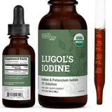 Organic Lugol's Iodine Liquid Drops Supplement - 2% Thyroid Non-GMO 2 Oz