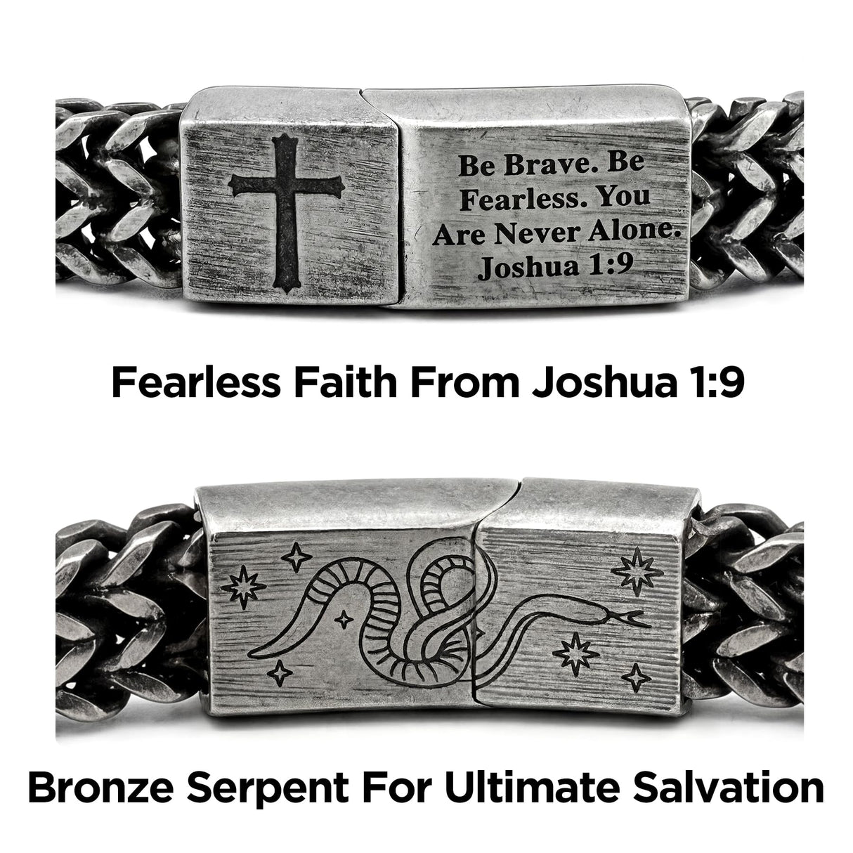Mens Cross Bracelet Stainless Steel, Bible Verse Religious Christian Gift