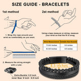 Ailetop Tiger Eye Bracelet Men - Mens Bracelets Beads Adjustable Braided Leather Bracelet for Men Brown Leather Mens Beaded Bracelets Men's Jewelry Birthday Gifts for Dad Husband Son